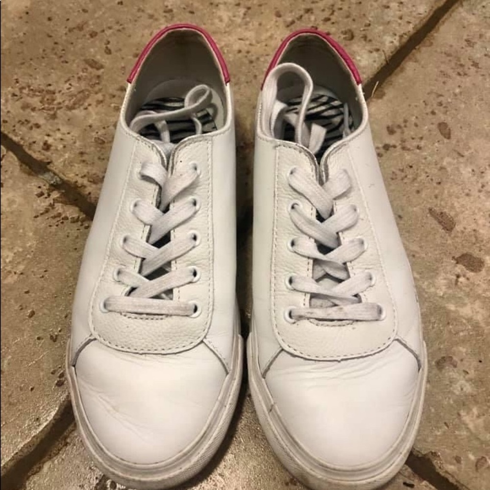 Gap Leather Lace-Up Sneakers ivory/pink